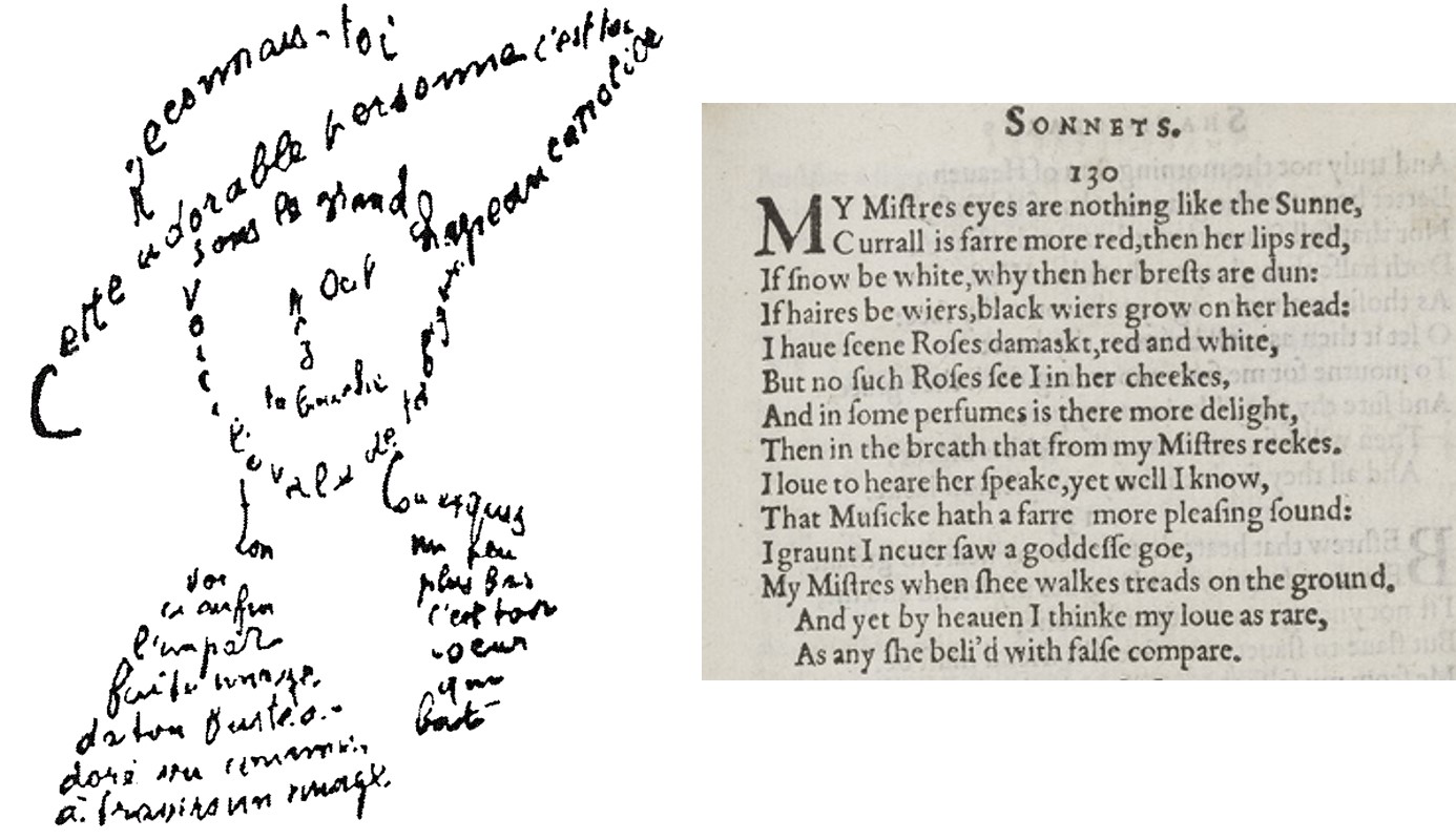 Left: Peace and War by Guillaume Appolinare; Right: William Shakespeare's Sonnets